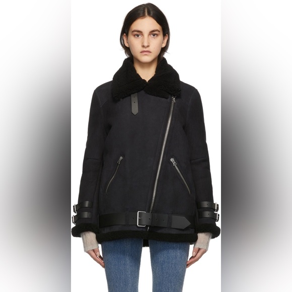 Acne Studios Black Shearling and Suede Coat - Picture 3 of 3